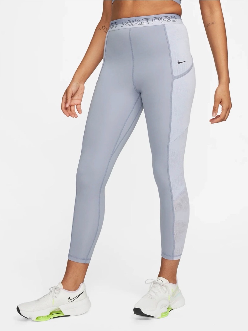 Nike Pro High-Waisted 7/8 Training Leggings With Pockets - Indigo Haze